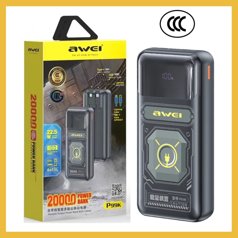 AWEI P99K 20000mAh 22.5W Super Fast Charging Power Bank with Digital Display