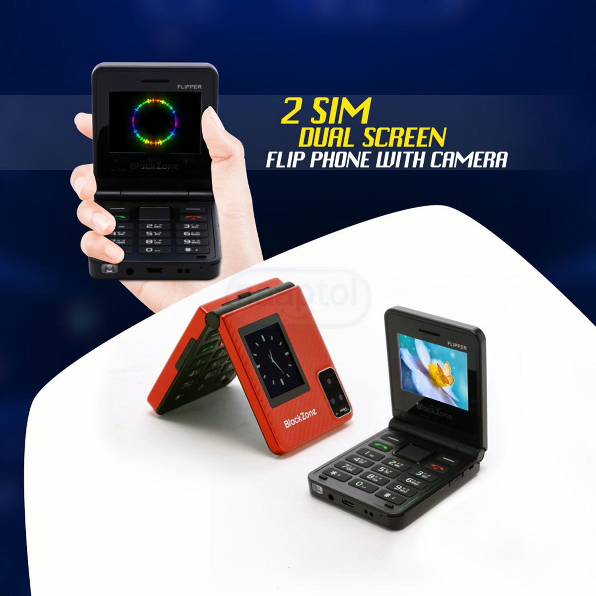 Dual Screen Flip Mini Feature Phone with Large Keypad & Long Battery Life
